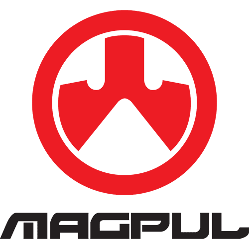 A red and black logo for magpul